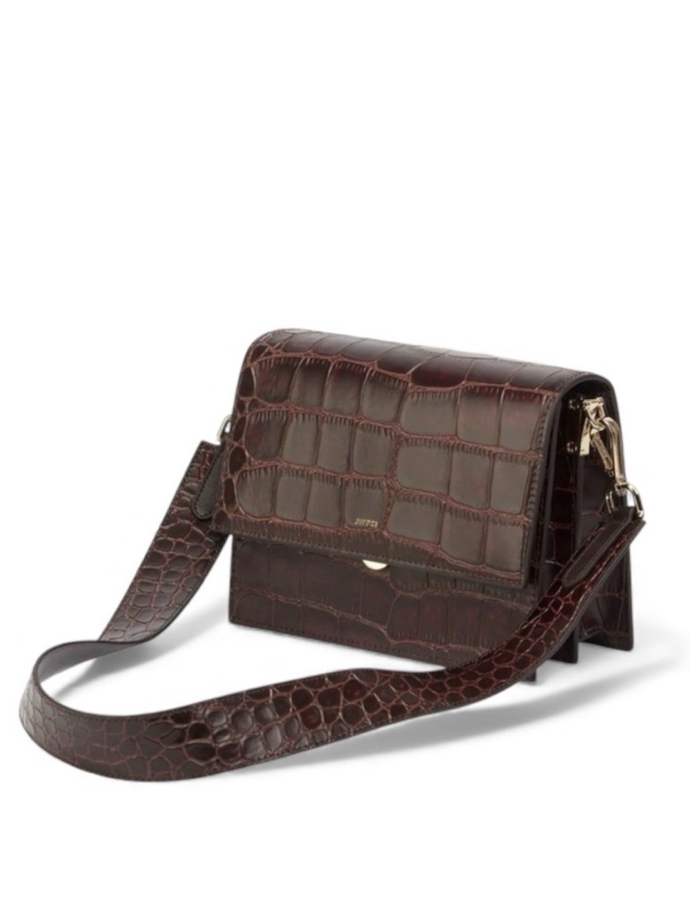 NIB JW PEI MINI FLAP CROSSBODY BAG IN BROWN CROC EMBOSSED